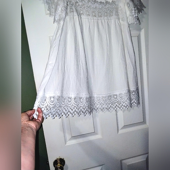 Lace Summer Flowy Top Blouse Sz Large 100% Cotton NWOT - Picture 4 of 7